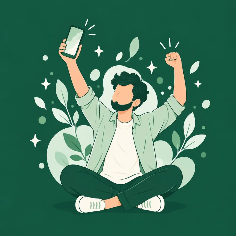 Illustration of a creator celebrating with their phone